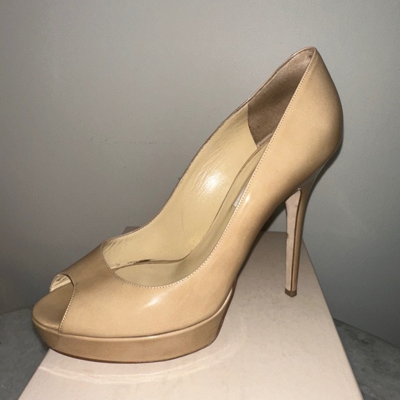 Jimmy Choo Shoes - JIMMY CHOO Patent Leather Nude Heals sz 40.5